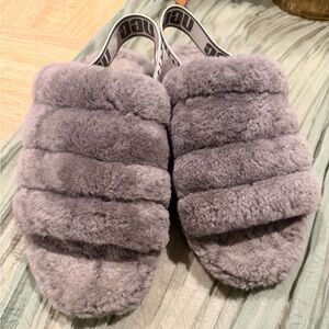 UGG Soft Gray Plush Slippers